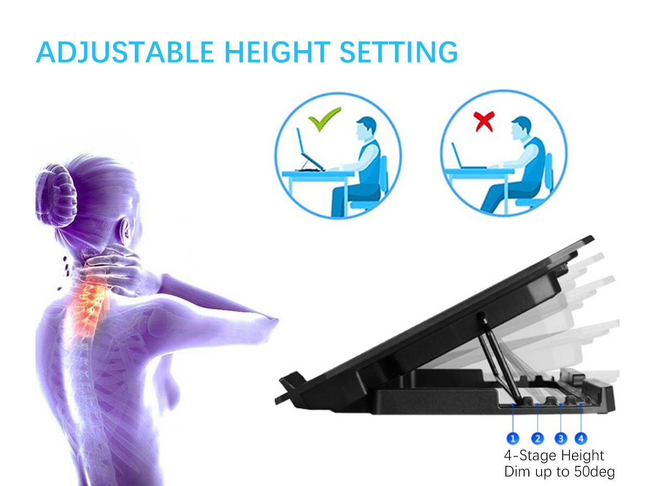 Lsxvern Laptop Cooling Pad, 6-Fan Notebook Laptop Cooler Cooling Pad with LED Lights, Dual 2.0 USB Ports, Suitable for 12-17 Inch Laptops