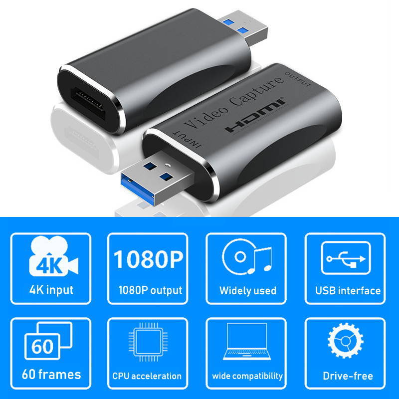 1080P 60Hz USB 3.0 Video Capture Card Video Game Live OBS Audio HDMI to USB Hub Plug And Play Broadcast Compatible with Windows Mac Os