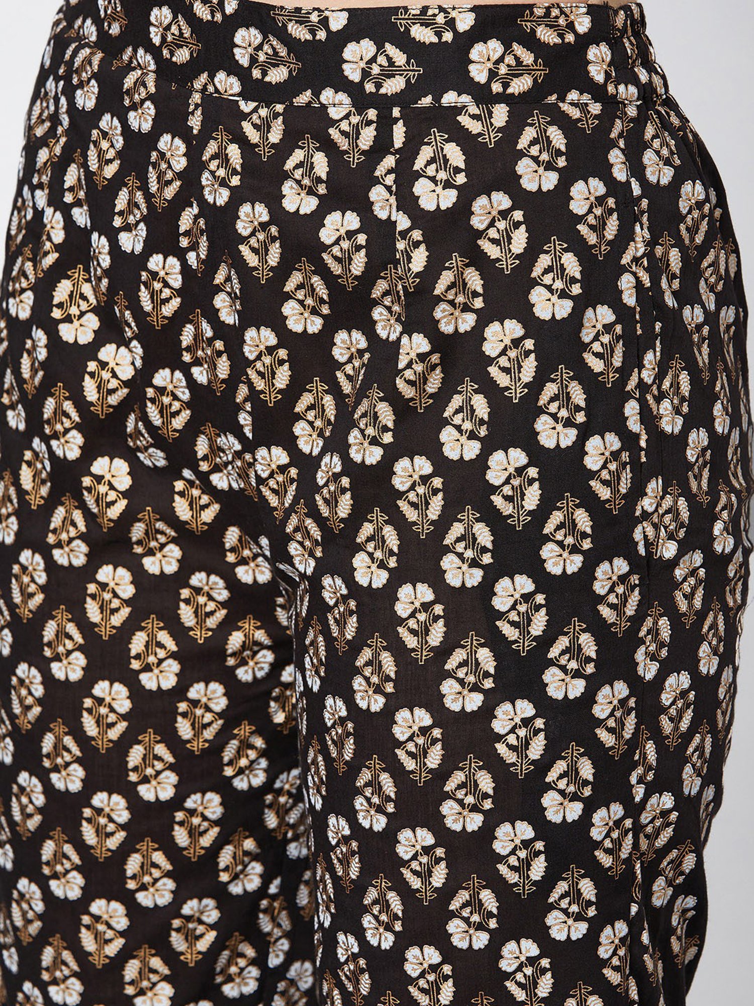 PANIT Black Printed Cotton Kurta Pant Set