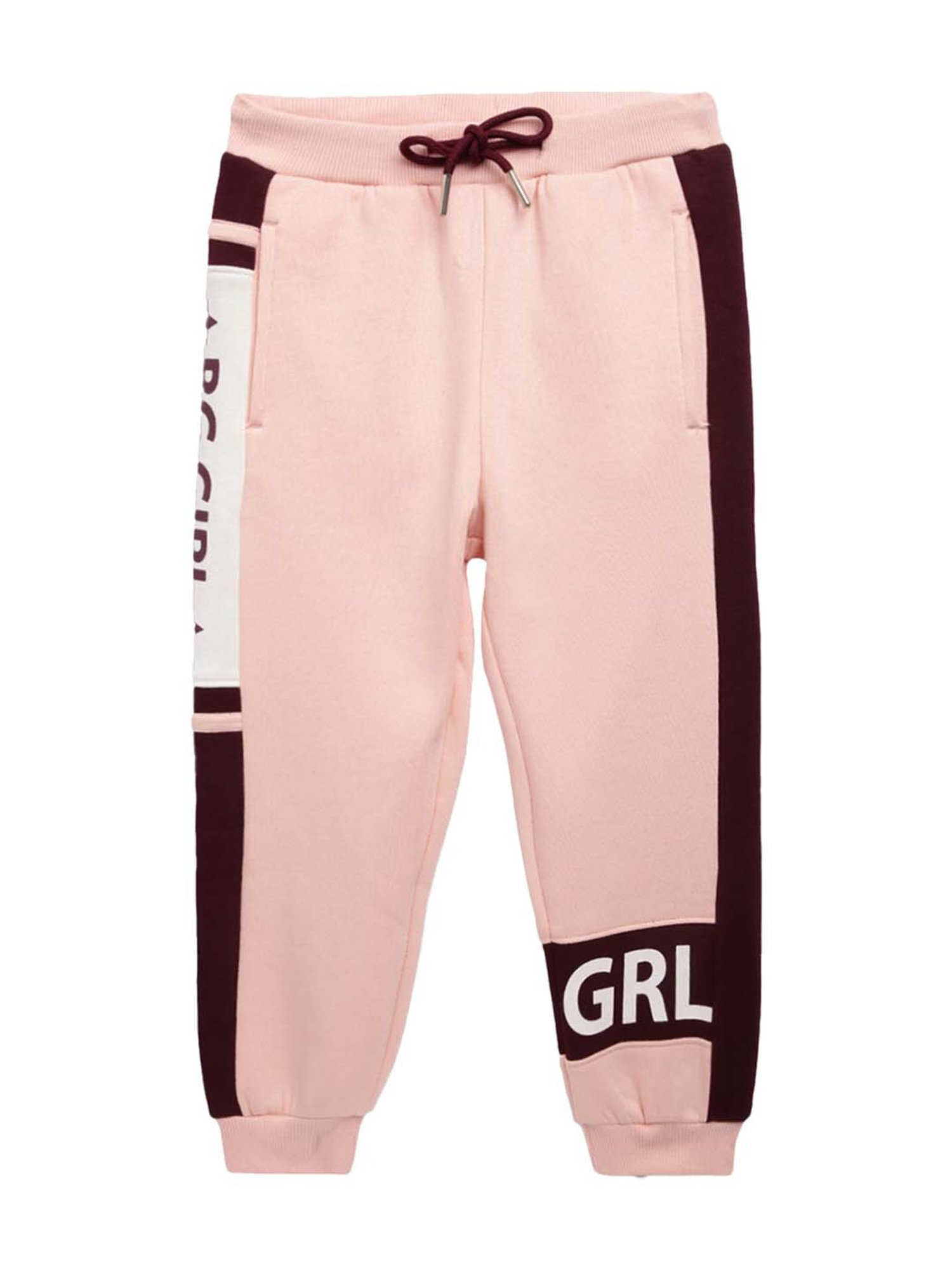 Pantaloons Junior Black Cotton Printed Trackpants