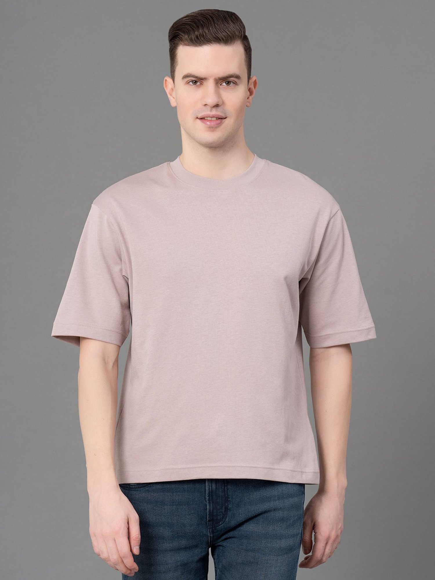 Red Tape Pale Pink Loose Fit Oversized Crew T-Shirt