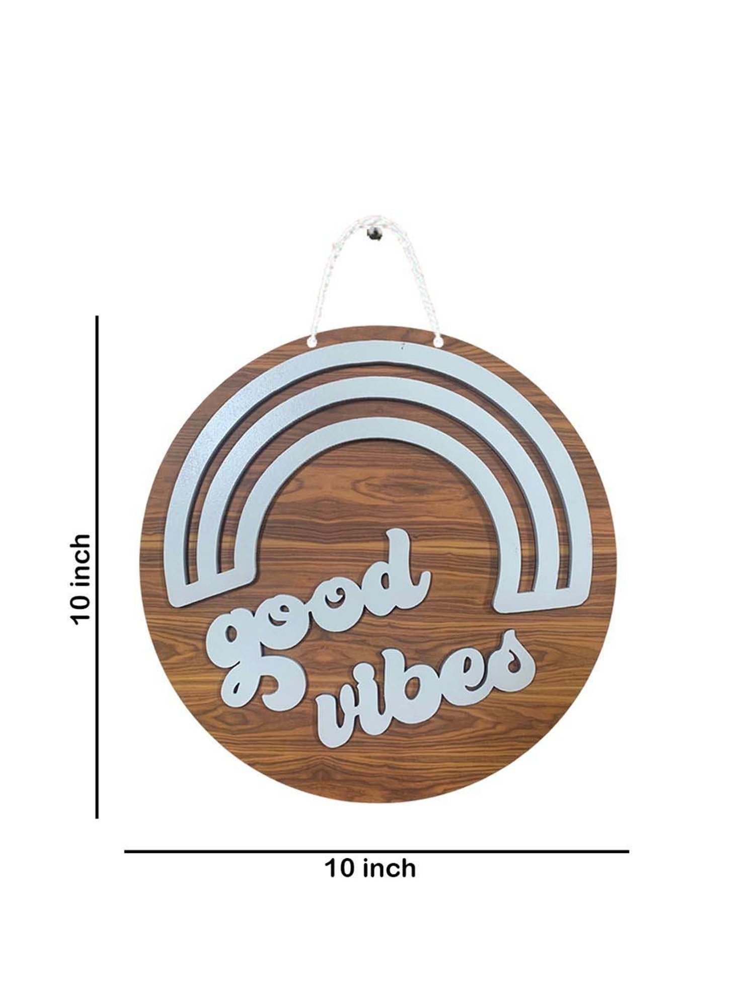 Art Street Silver Mdf Good Vibes Sign Round For Door Wall Art
