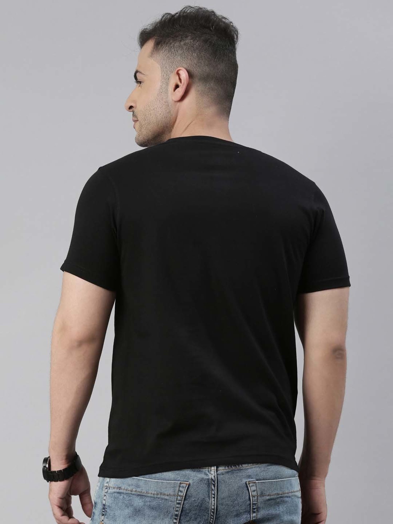 Bushirt Black Cotton Crew T-Shirt