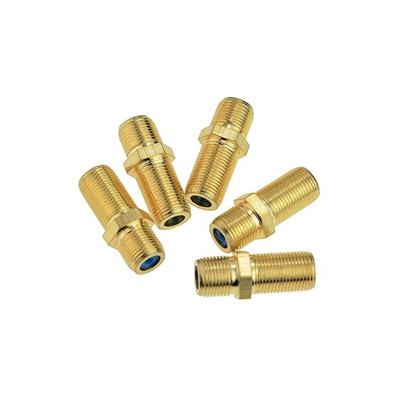 F81 Splice Connector 3GHz Female to Female FType Coaxial Cable Extension GoldPlated 5 Pack Part CONNF81G5PK