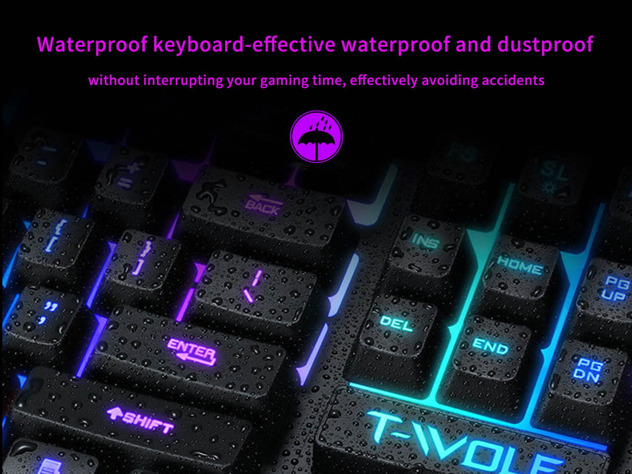 AOSTIRMOTOR Gaming Keyboard,USB Wired LED Backlight Anti-ghosting RGB Keyboard, 104 keys ,Water Resistant,for Windows PC Laptop game
