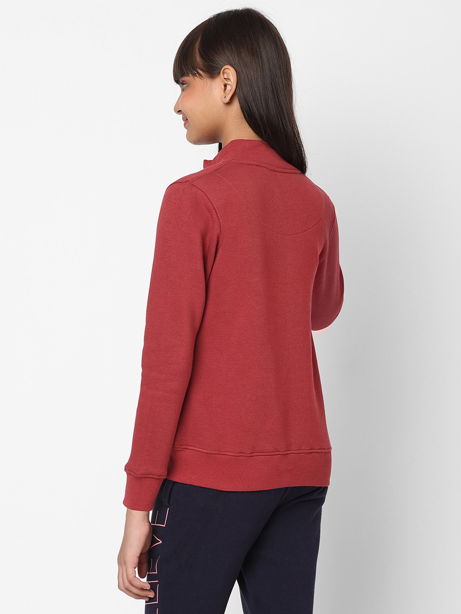 Sweet Dreams Girls Red Solid Full Sleeves Sweatshirt