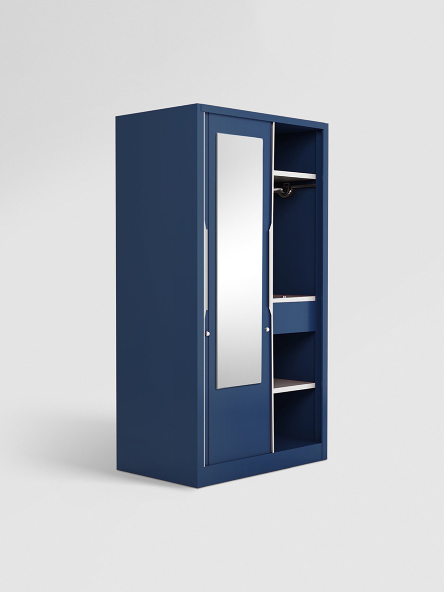 Godrej Interio Slide N Store Pro 2-Door Steel Wardrobe, Phiroja Blue (1-Year Warranty, 1 Drawer)