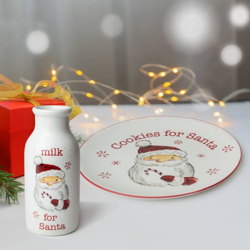 2pc Ceramic Santa Milk and Cookies Set - Peppermint & Pine