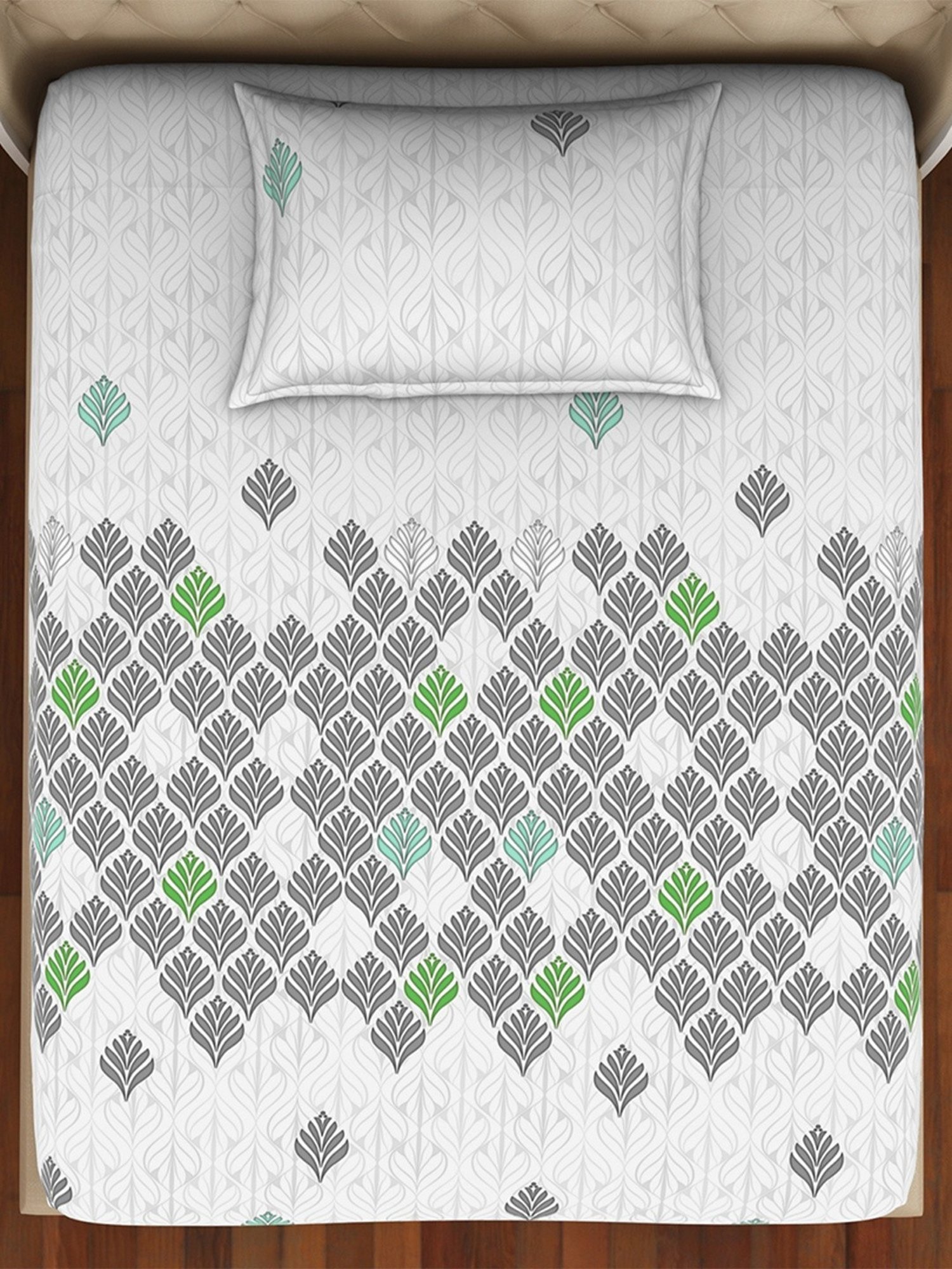 Welspun Printed Multicolor Cotton Single Bedsheet with Pillow Cover