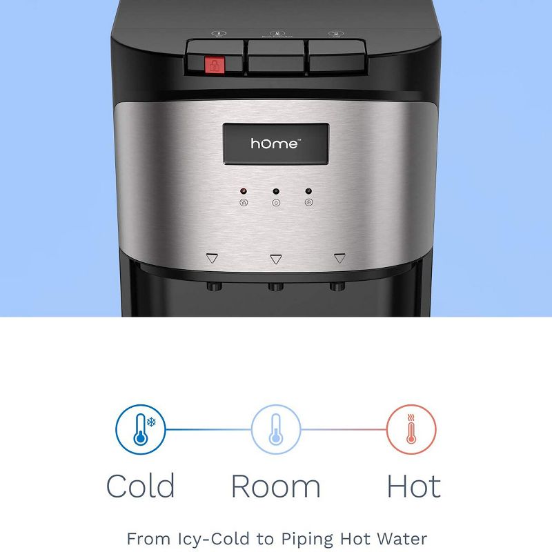 Home Labs Bottom Loading Water Dispenser in Silver and Black