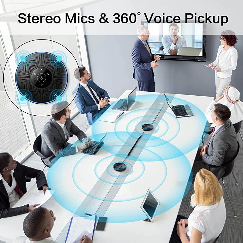 Speakerphone -Daisy Chain/Use Alone up to 16 attendees, M220 Professional Wireless Speakerphone 360&deg;Voice Pick-up 8 AI Noise Cancellation Mics Skype Speakerphone for Business Softphone
