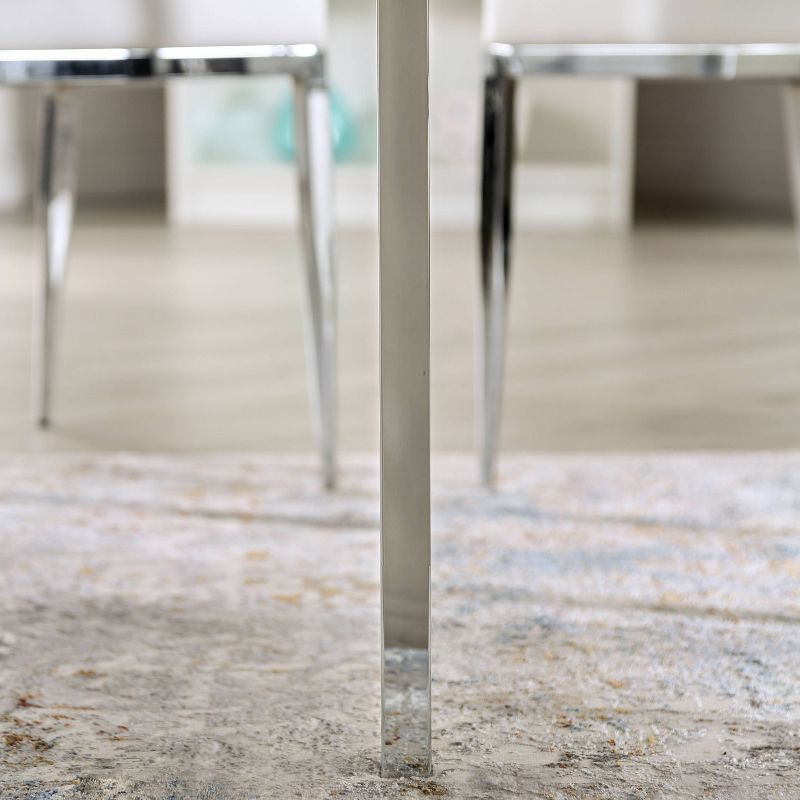 5pc Clay Contemporary Dining Table Round Dining Set White/Chrome - miBasics