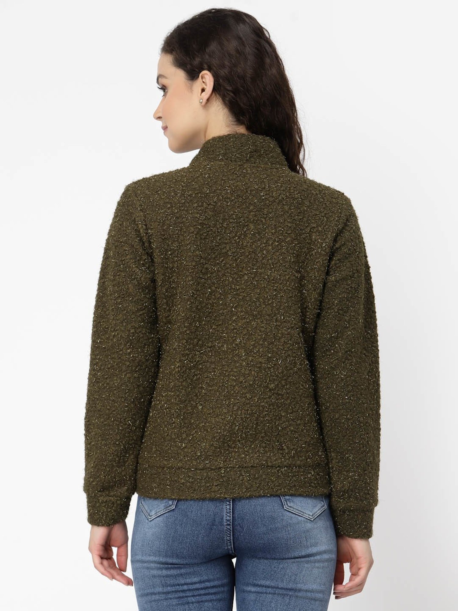 Juelle Olive Front-Open Sweatshirt