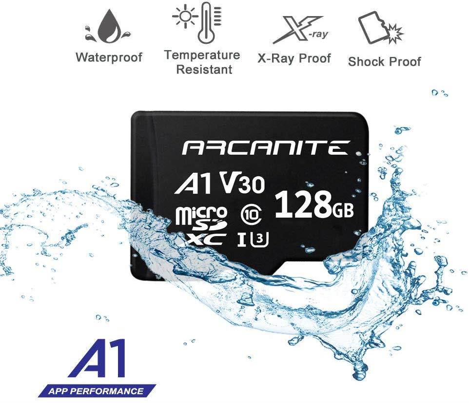 ARCANITE 128GB MicroSDXC Memory Card with Adapter - UHS-I U3, A1, V30, 4K, C10, Micro SD - AKV30A1128
