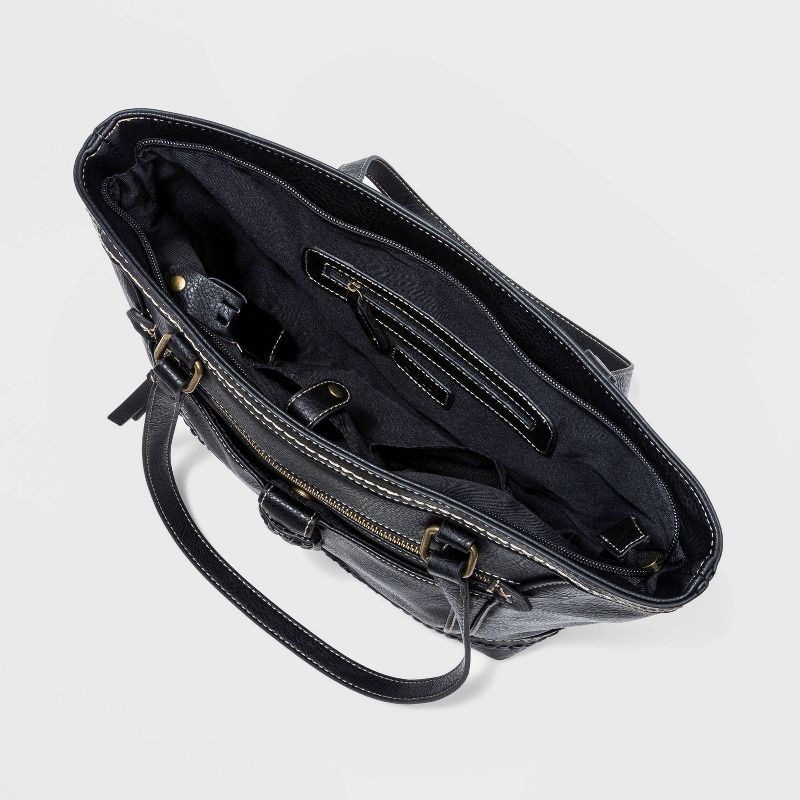 Bolo Zip Closure Tote Handbag with Power Bank - Black