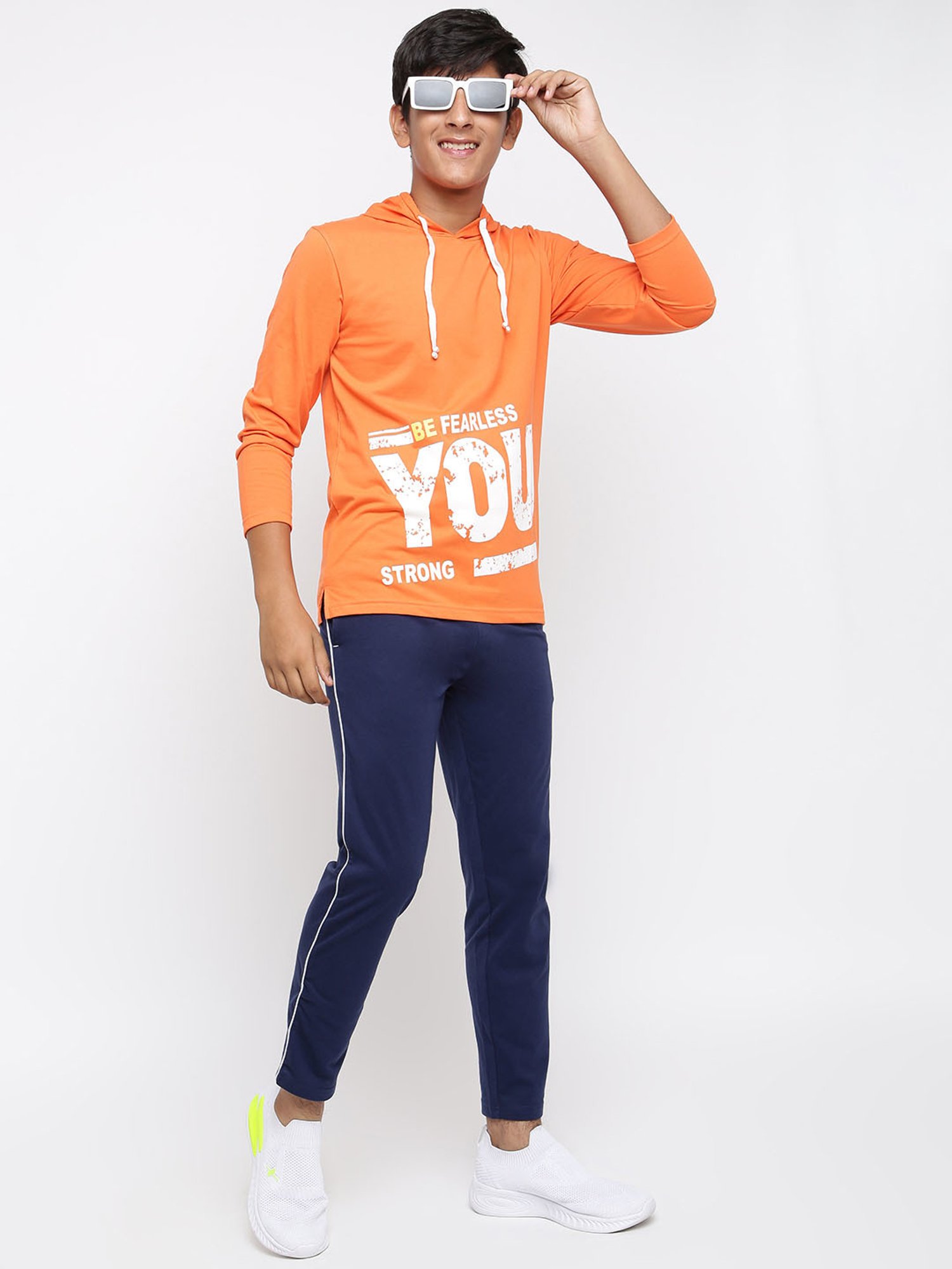 Lil Tomatoes Kids Orange Printed Full Sleeves T-Shirt