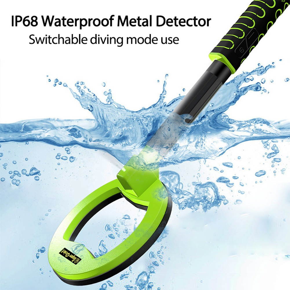 USB Rechargable Handheld Metal Detector Underwater Treasure Finder 5.9 Inch Search Coil Dive Mode Waterproof Outdoor Treasure Finder IP68 Waterproof Level Sound Vibrations Alarm Function with LED