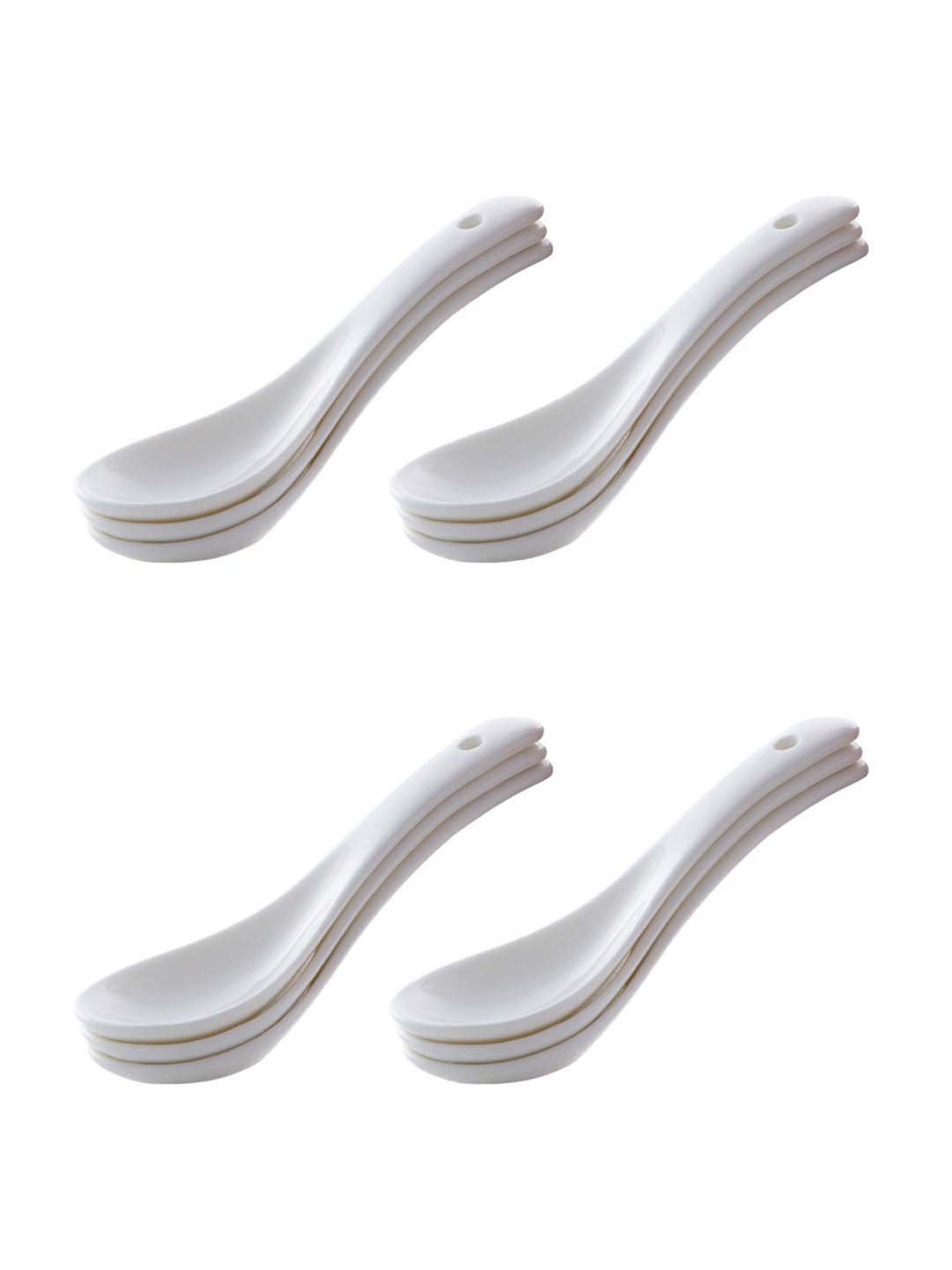 Goodhomes White Porcelain 4 cm Soup Spoon - Set of 12