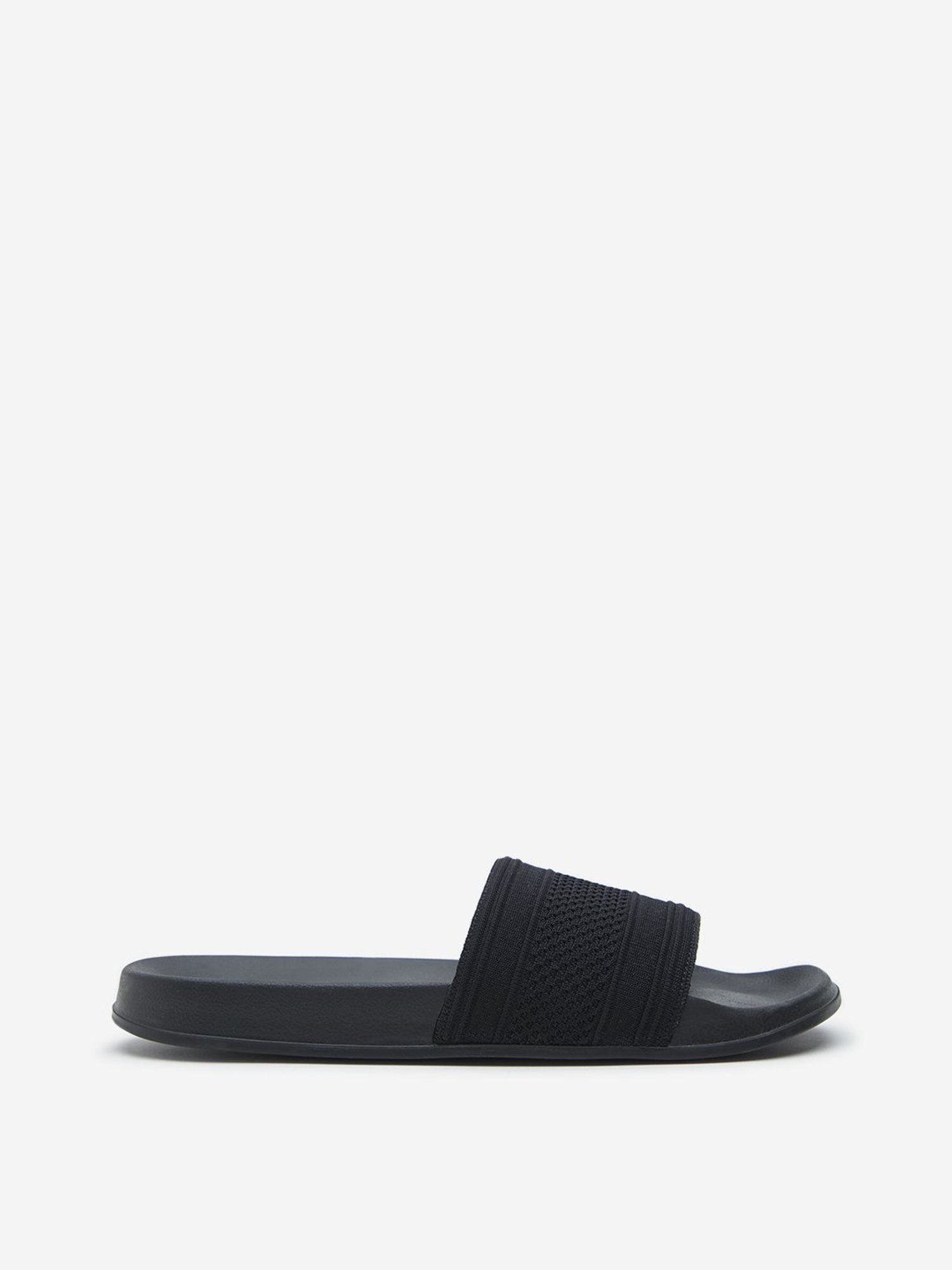 SOLEPLAY by Westside Black Knit-Textured Slides