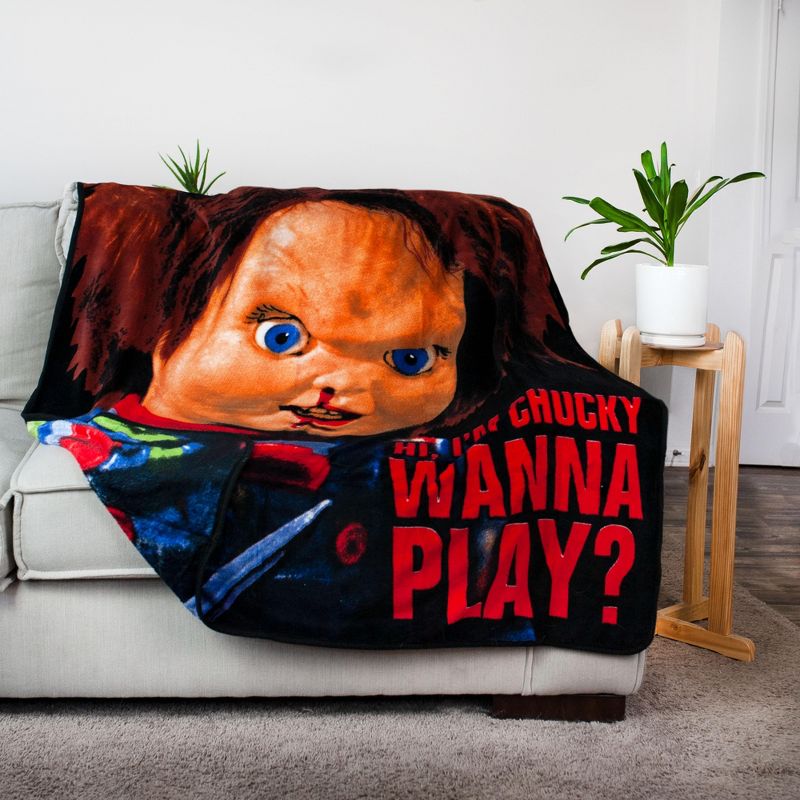 Silver Buffalo Child's Play Chucky Wanna Play 50x60 Inch Fleece Throw Blanket