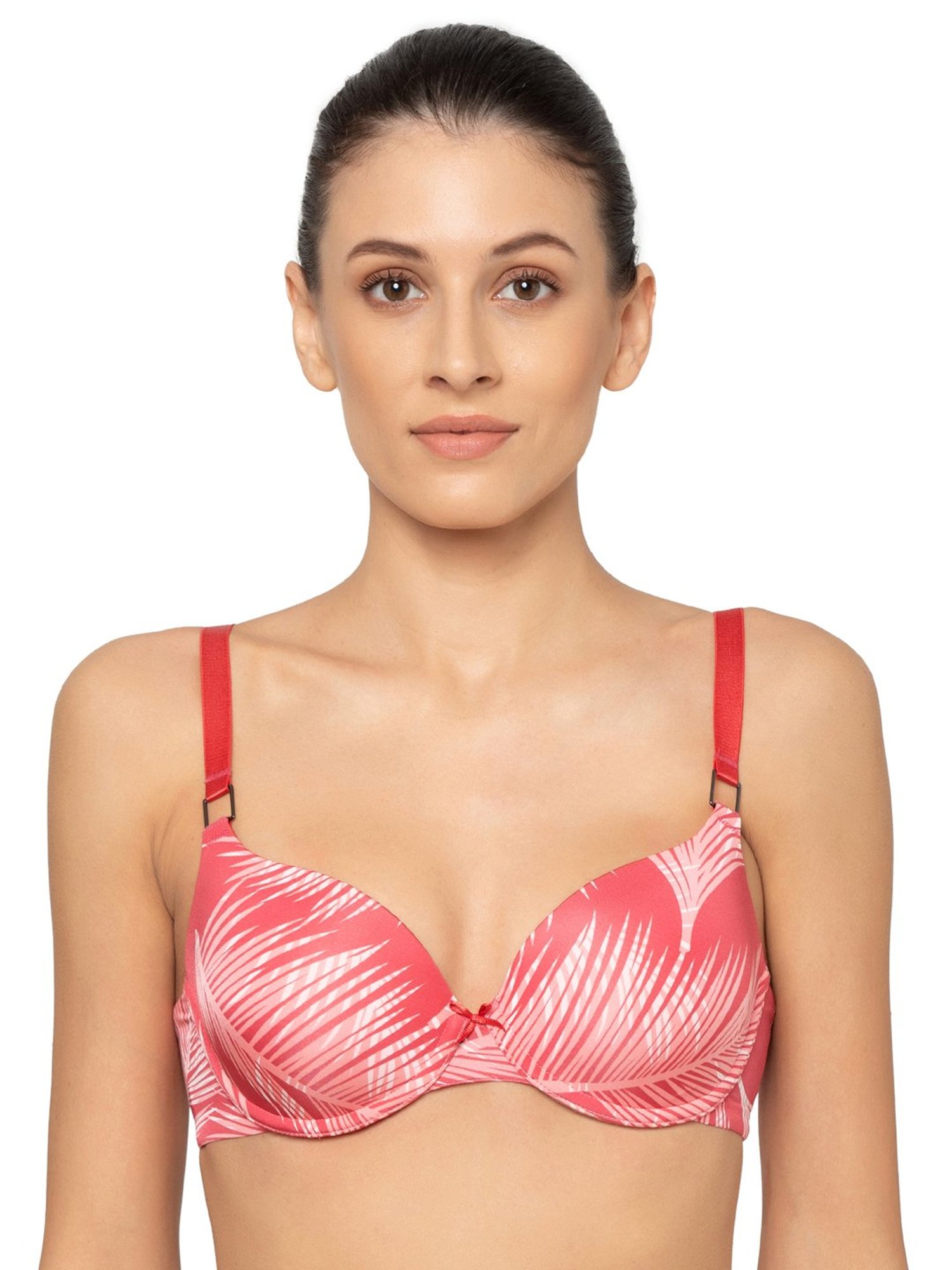 Triumph Red Printed Half Coverage T-Shirt Bra