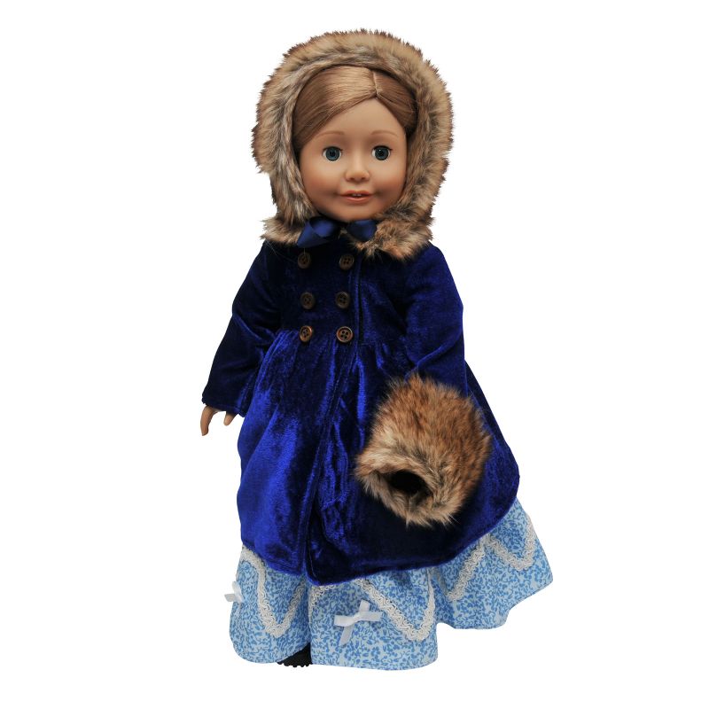 The Queen's Treasures 1800s Style Blue Velvet Coat, Hat for 18" Dolls