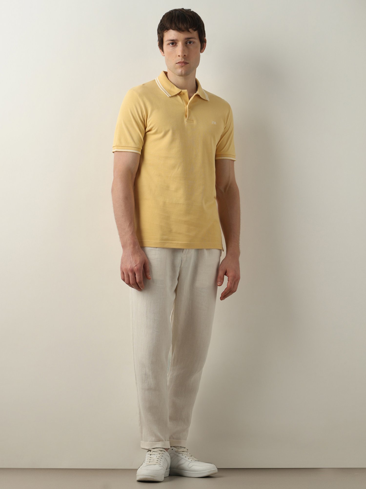 SELECTED HOMME Yellow Slim Fit Cotton Polo T-Shirt