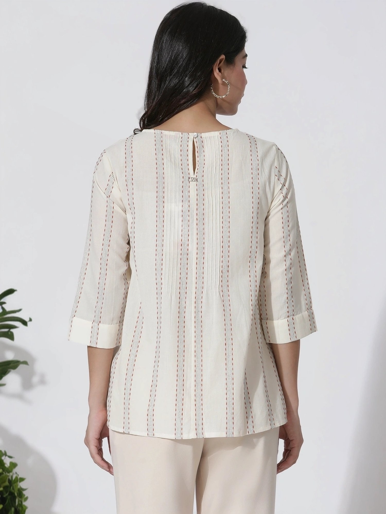 W White Cotton Striped Top