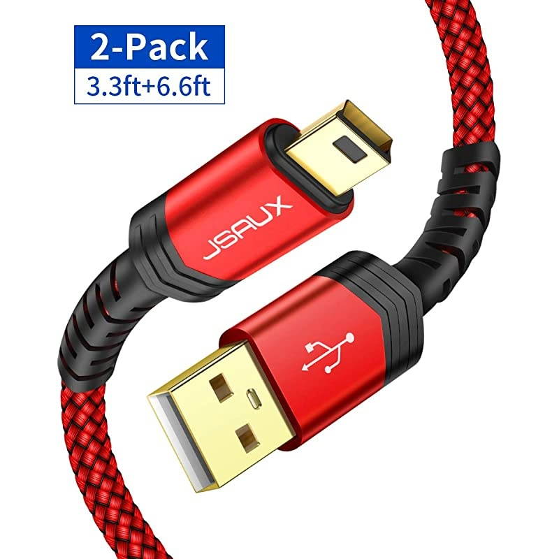 Mini USB Cable2Pack 33ft+66ft  USB 20 A to Mini B Cable Charging Cord Compatible with Ti84 Plus CE Graphing Calculators PS3 Controller GoPro Digital Camera GPS Receiver Dash Cam