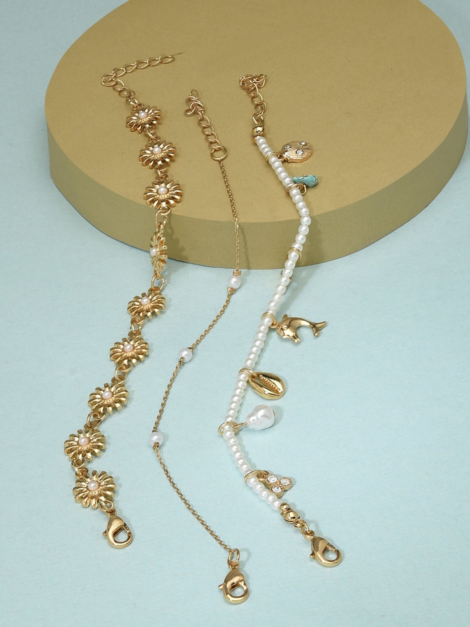 Zaveri Pearls Gold Tone Set of 3 Contemporary Vaccy Wear Bracelets-ZPFK12090