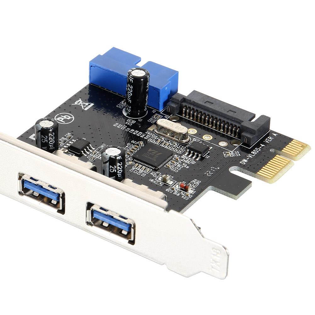 2018 The Best Selling Products Superspeed 2 Ports USB 3.0 Expension Card PCI-E 15 Pins SATA 5Gbps Power Connector QJY99