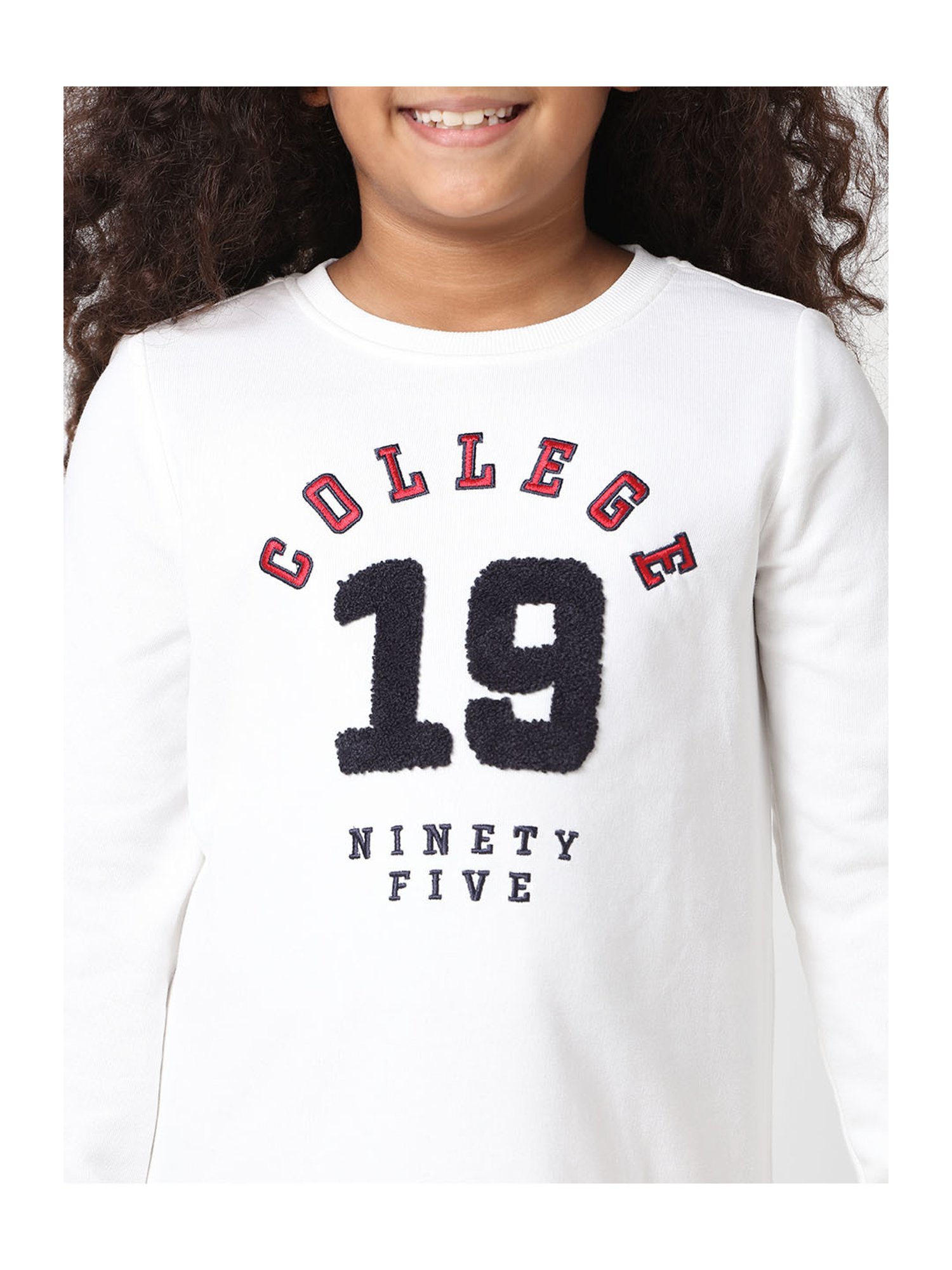 KIDS ONLY White Embroidered Full Sleeves T-Shirt Dress