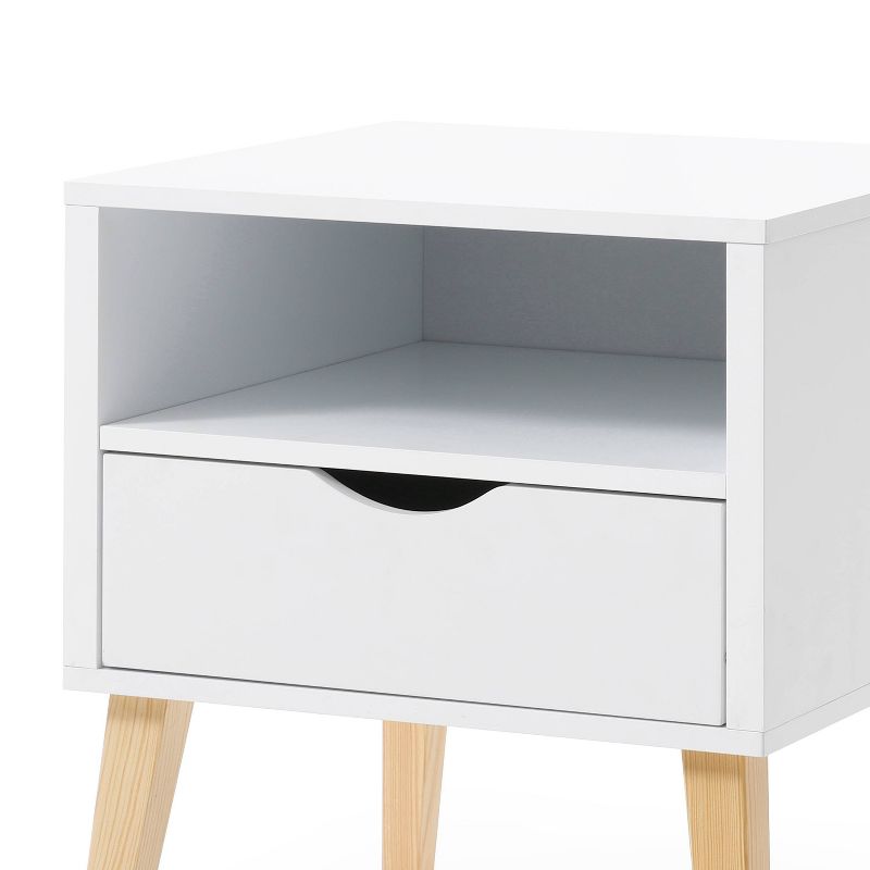 Jeff Mid-Century Modern Nightstand White - AC Pacific