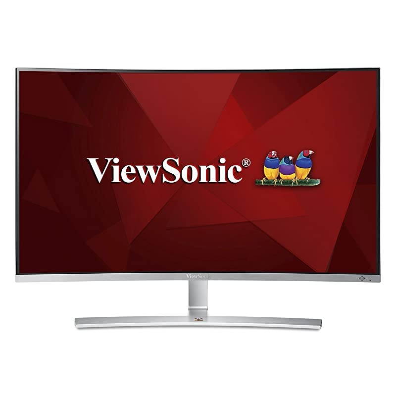 VX3216-SCMH-W 32 Inch 1080p 1800R Curved Monitor with Dual Speakers HDMI DVI and VGA, Silver