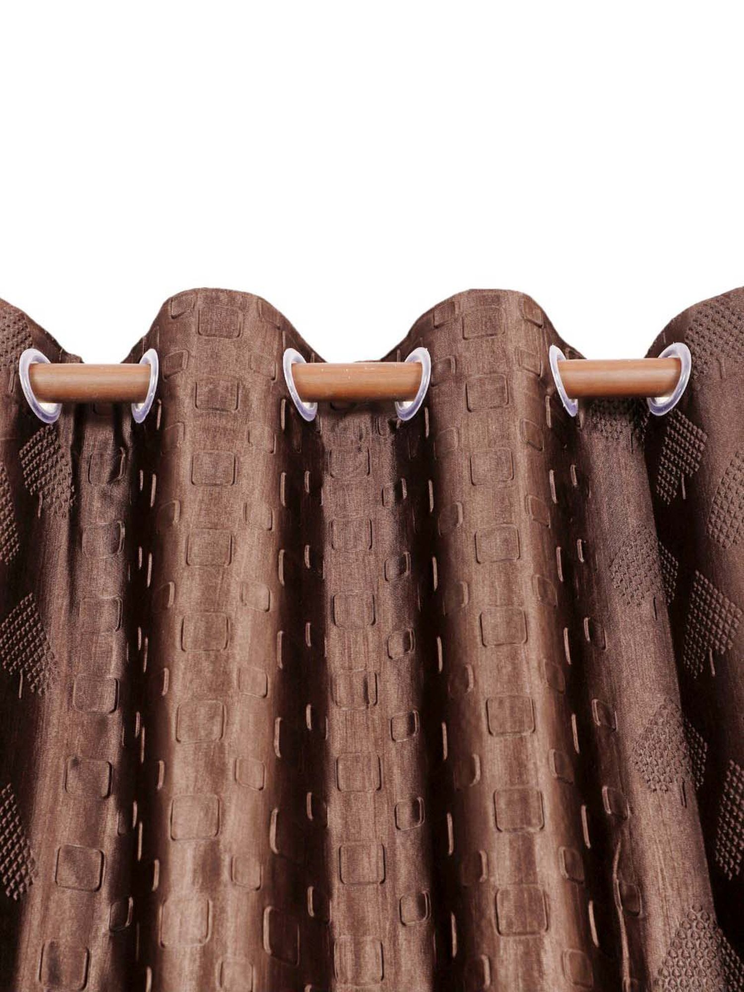 MFD HOME Furnishing Brown Polyester 7 ft Window Curtains - Set of 2