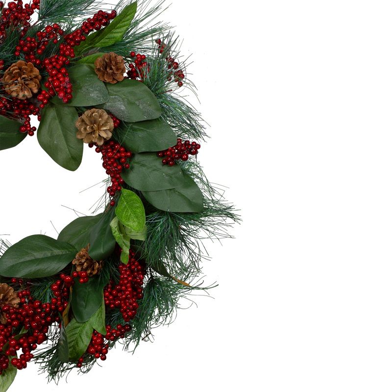 Northlight Leaves, Berry and Pine Needle Artificial Christmas Wreath - 24-Inch, Unlit