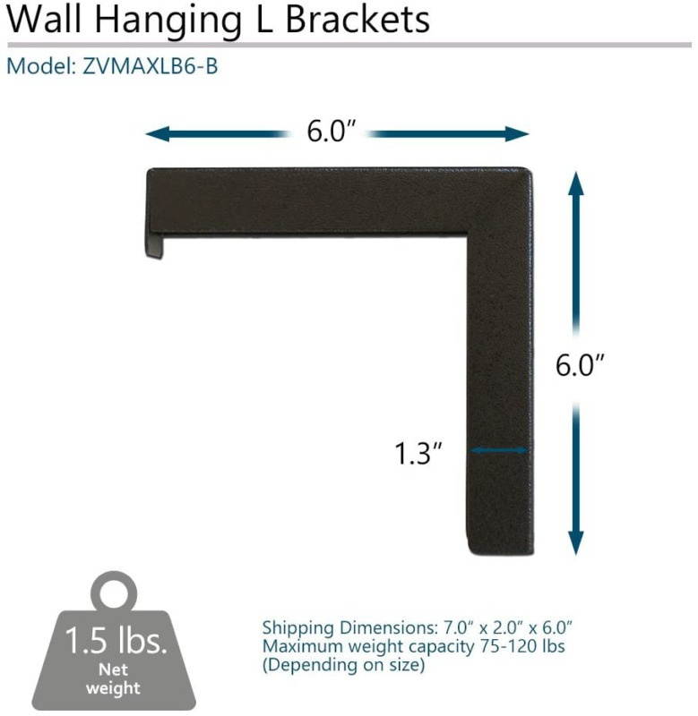 Elite Screens 6llll Black Universal Projector Screen L-Brackets, Single Meta...