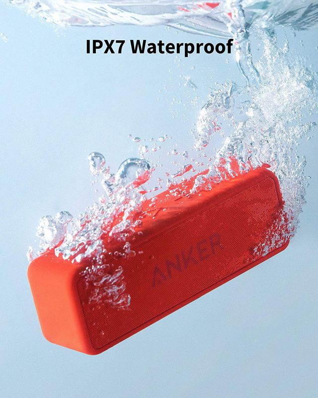 [Upgraded] Anker Soundcore 2 Portable Bluetooth Speaker with 12W Stereo Sound, Bluetooth 5, Bassup, IPX7 Waterproof, 24-Hour Playtime, Wireless Stereo Pairing, Speaker for Home, Outdoors, Travel