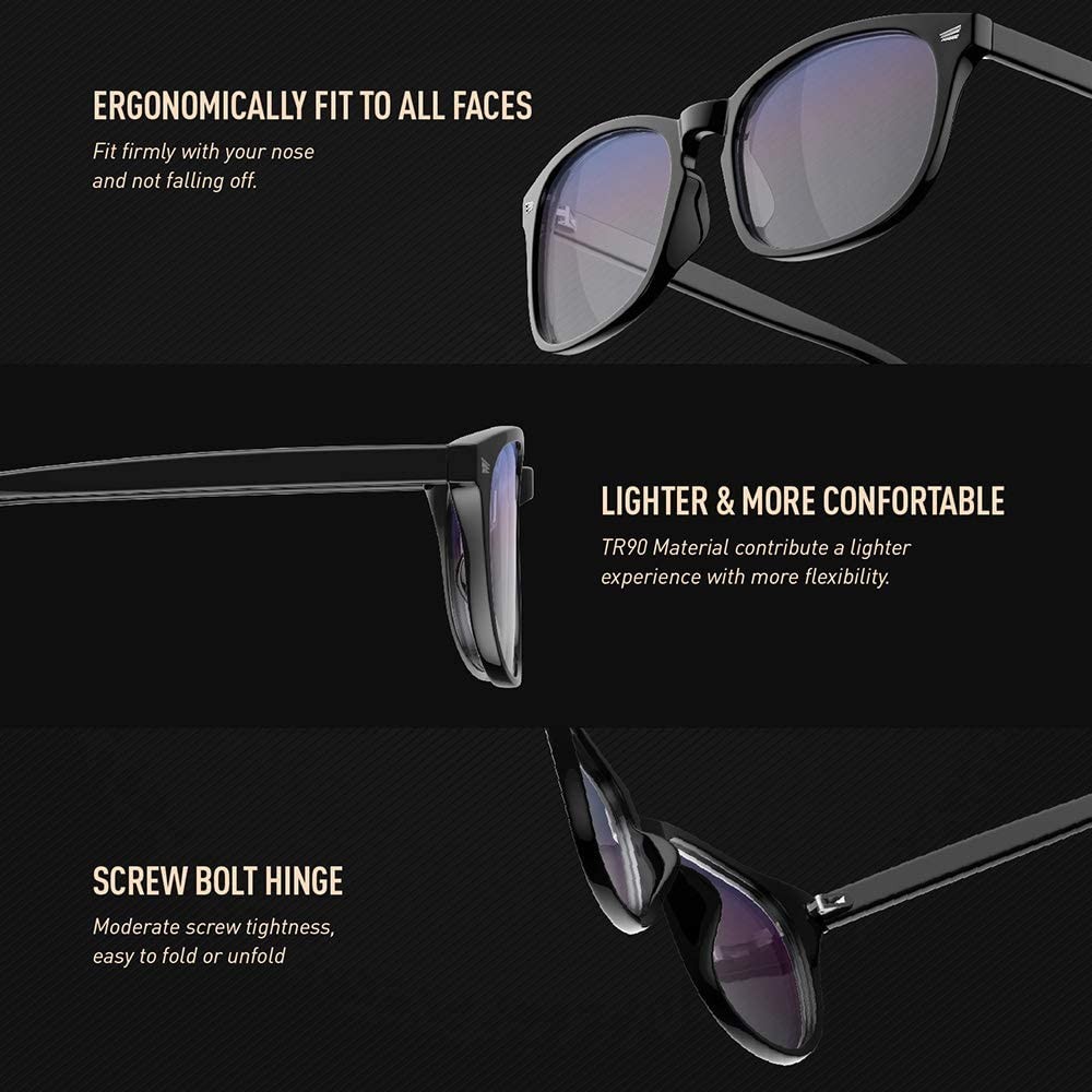 Blue Light Blocking Glasses 2 Pack for Women Men, Square Computer Gaming Reading Eyeglasses Anti Glare UV Ray Protection Anti Eyestrain