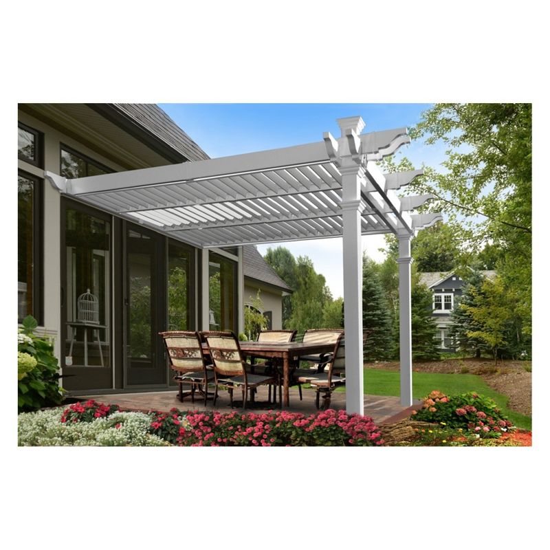 8.5' Elysium Attached Louvered Pergola - Vita