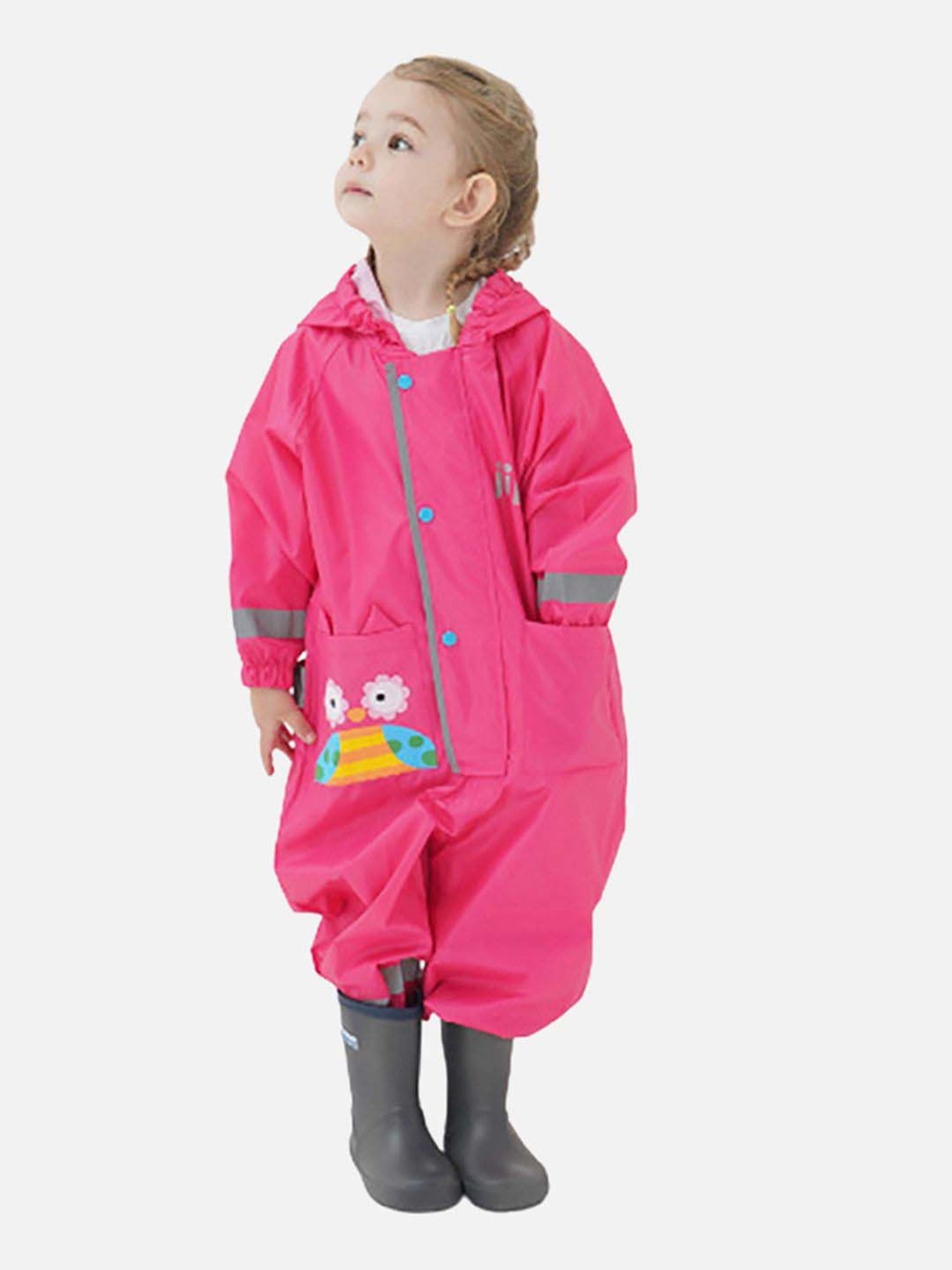 Little Surprise Box Kids Pink Printed Full Sleeves Raincoat