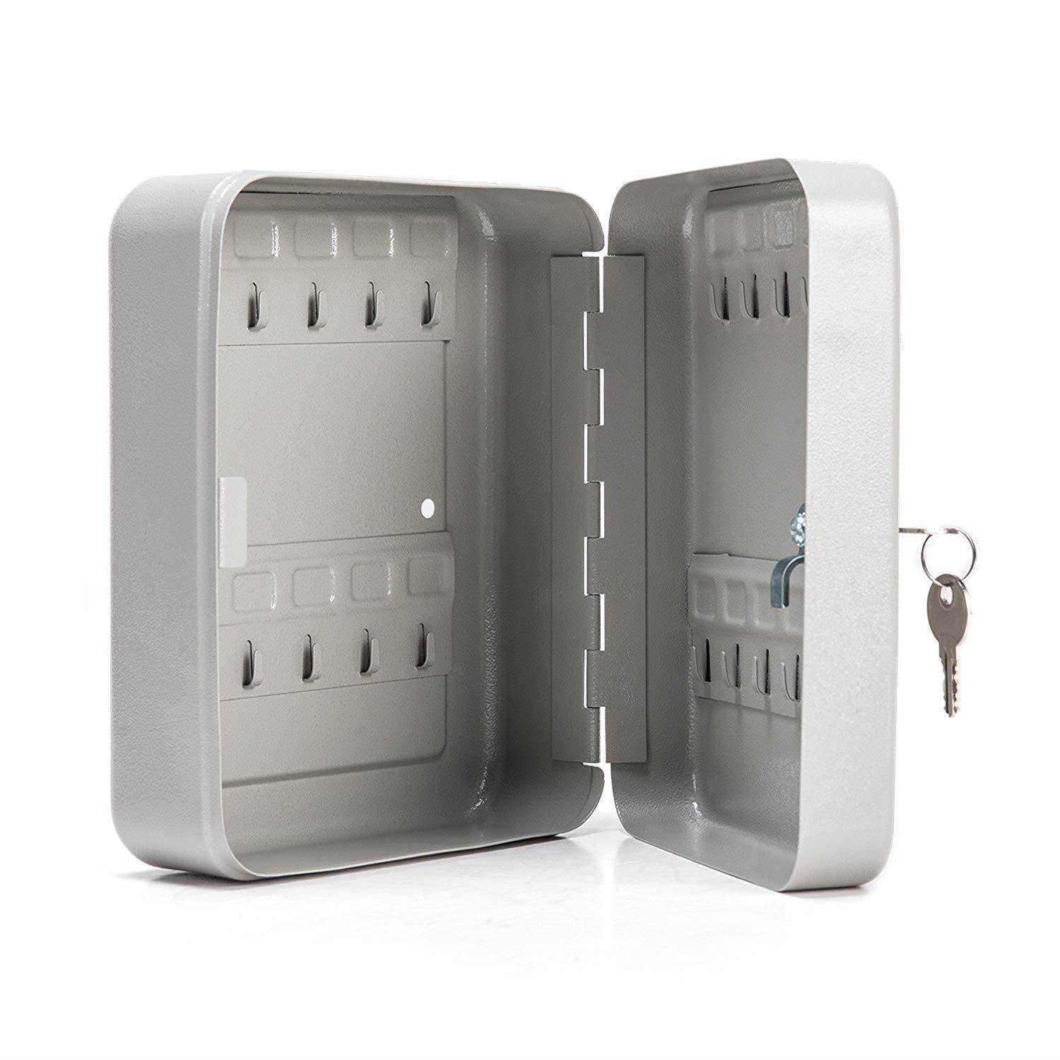 CO-Z Carbon Steel Key Cabinet Storage Box Organizer for Keys with Mechanical Lock 2 keys (white for 20 keys)
