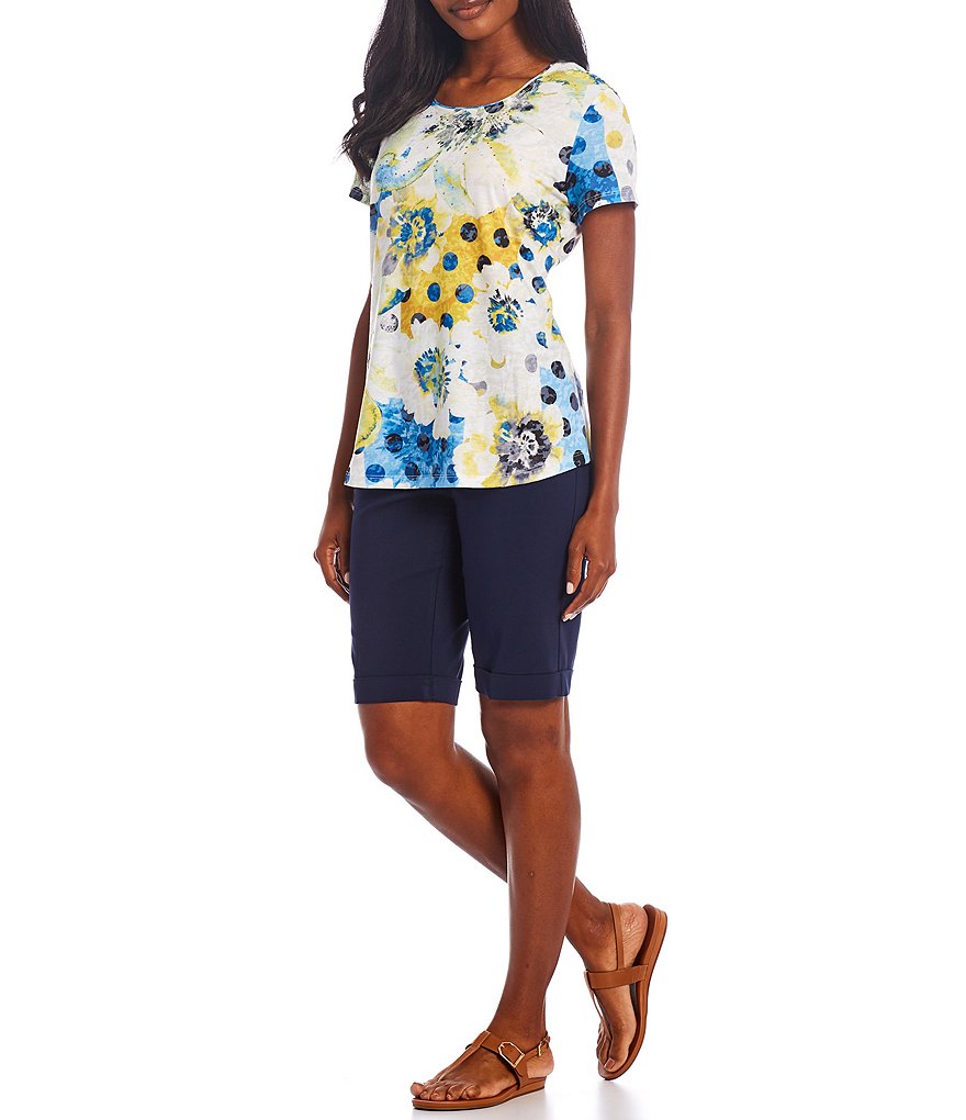 Westbound Petite Size the PARK AVE fit Indigo Skimmer Shorts