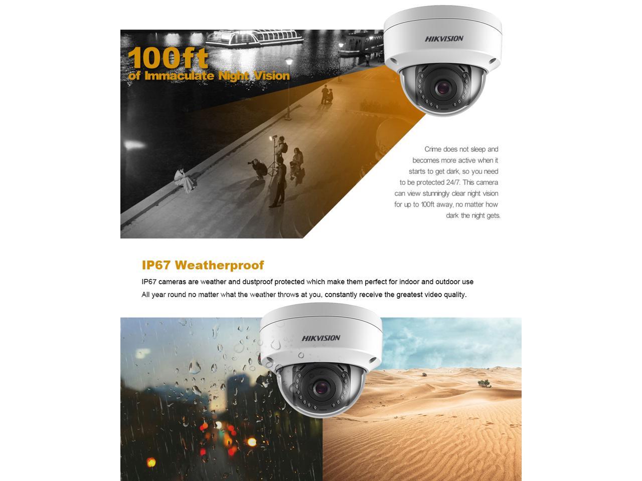 Hikvision DS-2CD1143G0-I New H.265+ 4MP IP Vandal Dome EXIR Fixed 2.8mm Lens True WDR Network Camera, English Version , 2Pcs