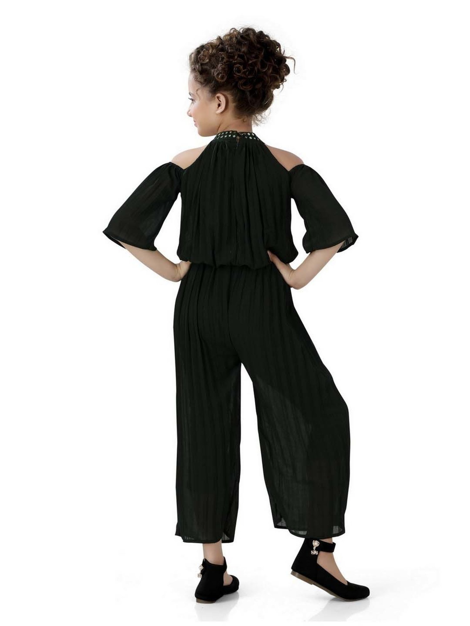 poplins Kids Green Cotton Regular Fit Jumpsuit