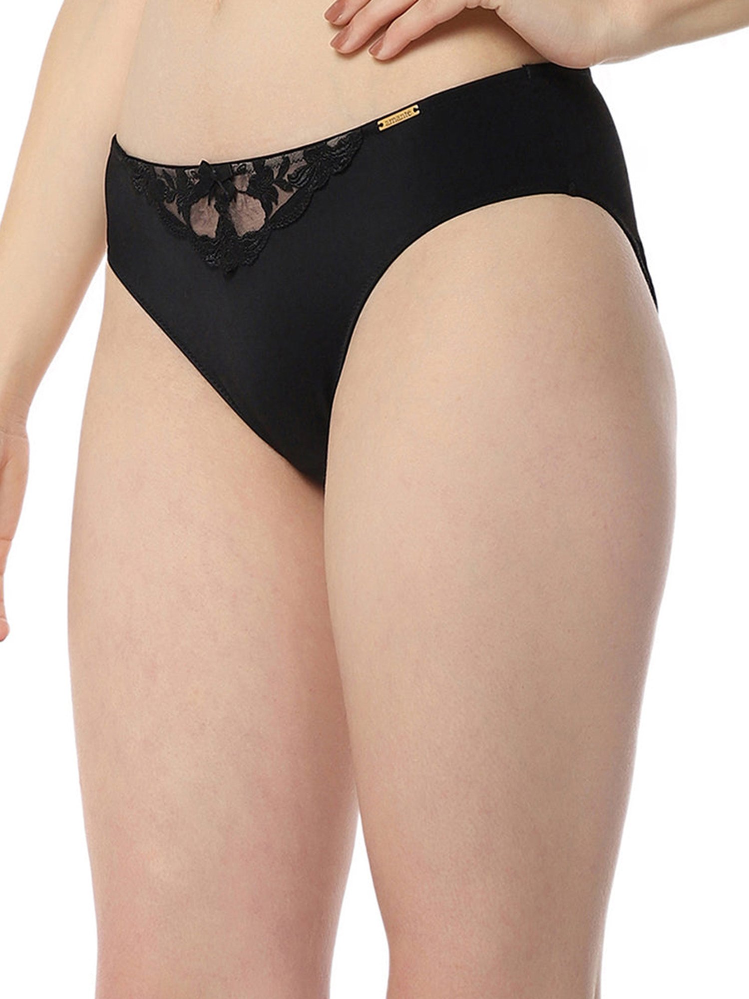 Amante Black Lace Work Bikini Panty