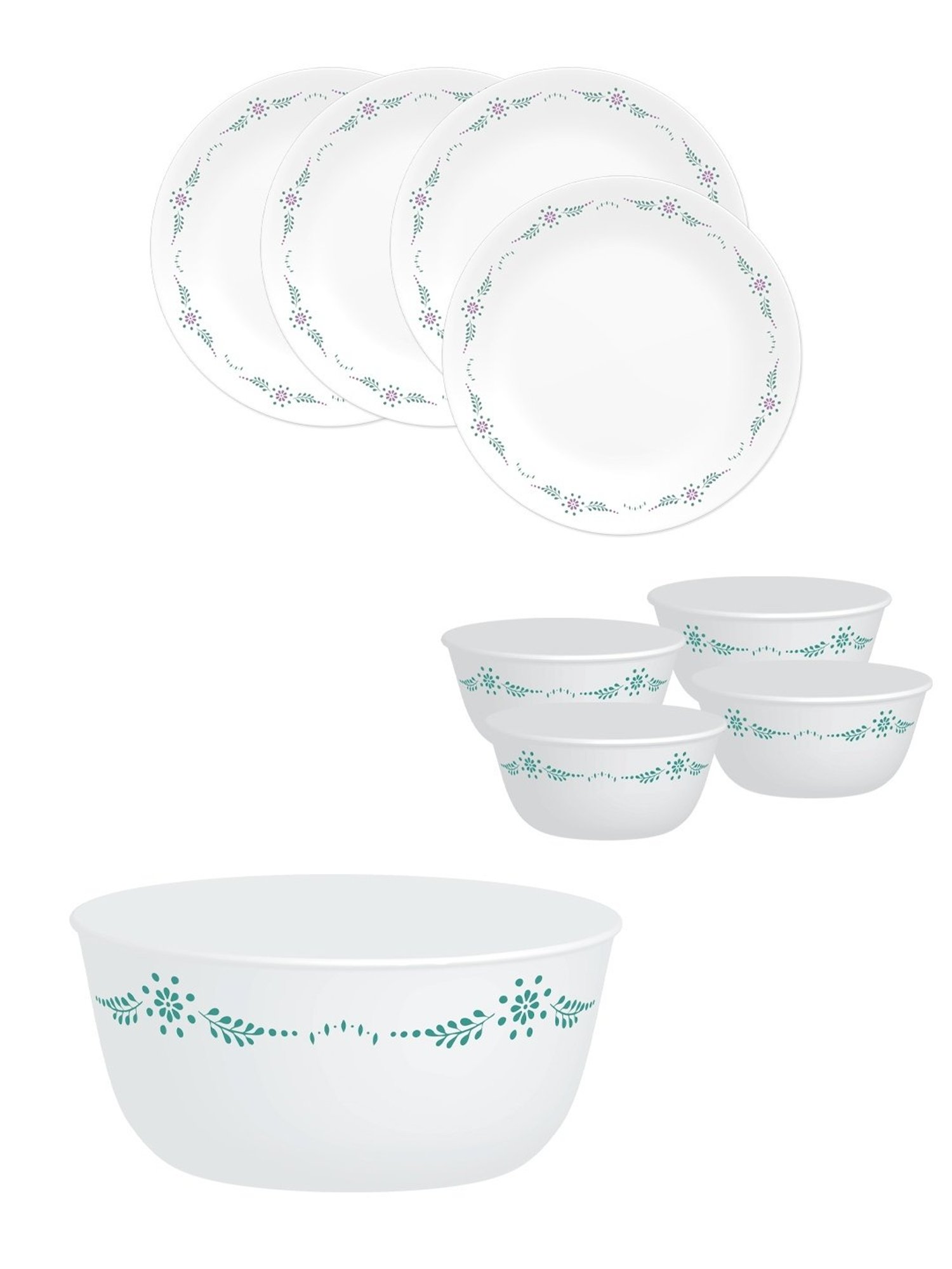 Corelle Livingware 9 Pc Basic, Mini, Starter Dining Set Set-English Garden