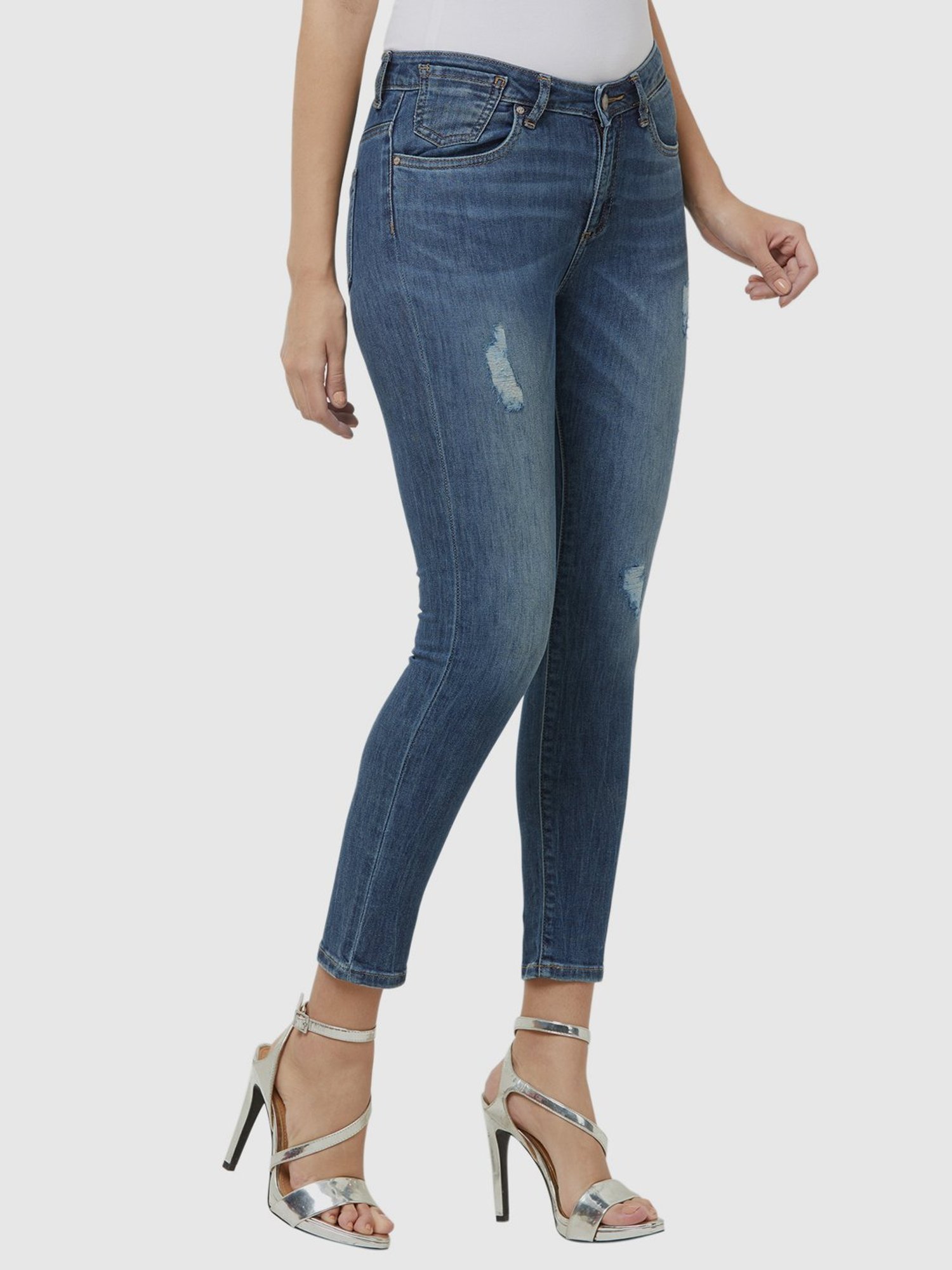 Fusion Beats Blue Cotton Mid Rise Jeans
