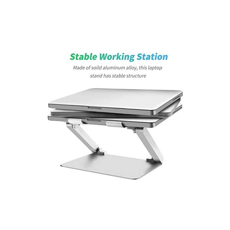 Laptop Stand Adjustable Riser Compatible with Apple Mac MacBook Pro Air Ergonomic Aluminum Holder for 10173 Inch Notebook Computer MultiAngle Stand with HeatVent to Elevate PC Silver
