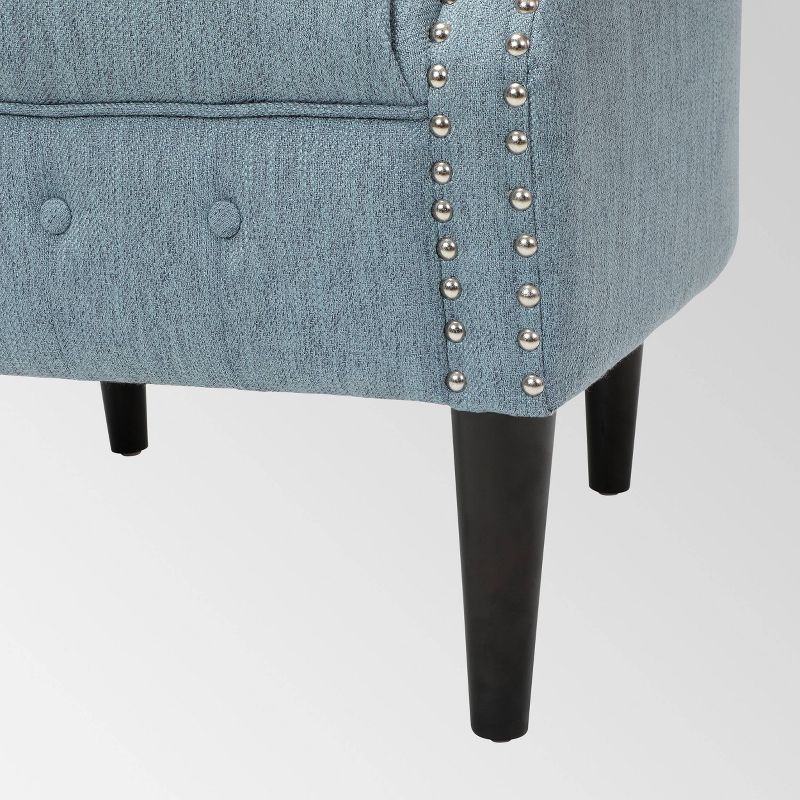 Faux Leather Accent Chair and Ottoman Charcoal Gray - EveryRoom